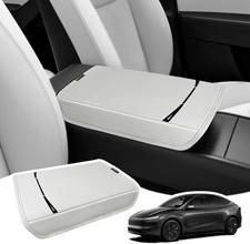 Center Console Armrest Cover for Tesla Model Y 2026 Cream Vegan Leather Cushion