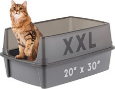 XX-Large Open Top Cat Litter Box with High Sided Walls Tall Scatter Shield Scoop