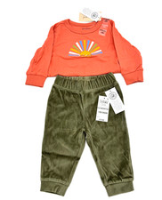 First Impressions Baby Boy 2PC Outfit 6-9 Months Sun Top Green Pants NWT
