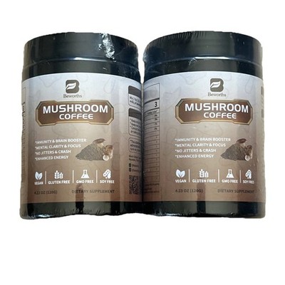 Organic Lion's Mane Mushroom Coffee Powder Reishi Boost Brain- Beworths (2 pack)