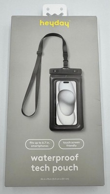 Waterproof Cell phone Pouch Fits Up 6.7'' Touch Screen Adj Strap Bright Black