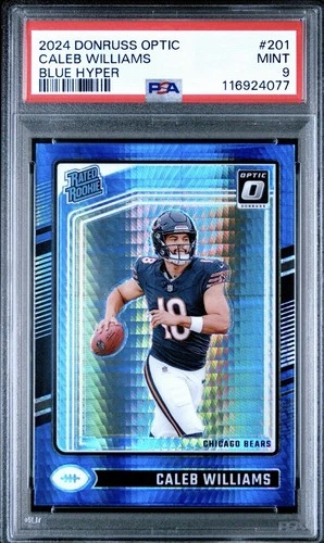 2024 Panini Donruss Optic - Rated Rookie Caleb Williams #201 Blue Hyper PSA 9