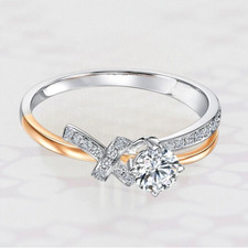 1.30 Ct Round 14K Multi-Tone Gold IGI Certified Lab Created Diamond Wedding Ring