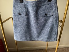 LOFT Outlet Blue Tweed Pencil Skirt Women’s 12 Short Button Accent Zip