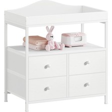 Changing Table Dresser with 4 Fabric Drawers and Open Shelf, Baby Dresser wit...