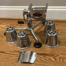 Vintage Saladmaster Food Processor With Stand With All 5 Cone Attachments