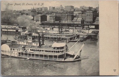 c1900s ST. LOUIS, Missouri Postcard Steamer SPREAD EAGLE on Mississippi River