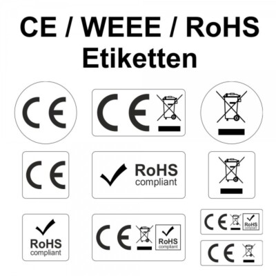 CE / WEEE / RoHS Aufkleber/Etiketten - verschiedene Sorten
