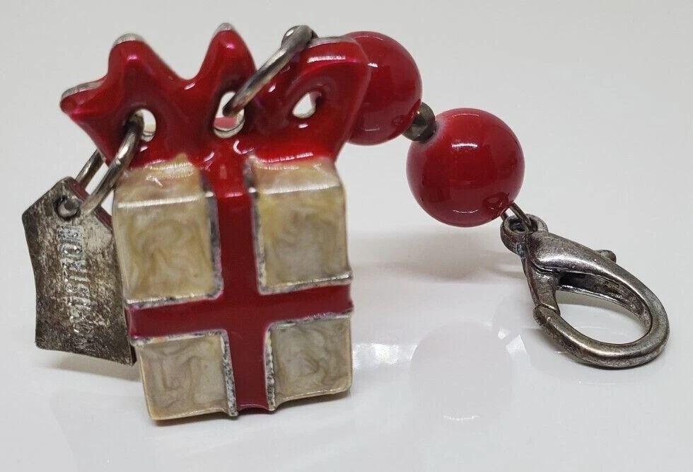 Vintage Nordstrom Christmas Keychain Keyring Holiday Present Wrapped with Bow