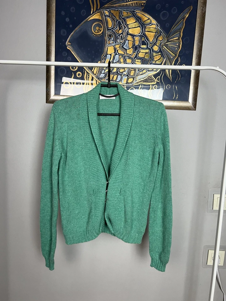 Cárdigan Suéter Brunello Cucinelli Cachemira Verde Esmeralda Tejido Talla XS-S Foto 2 de 4
