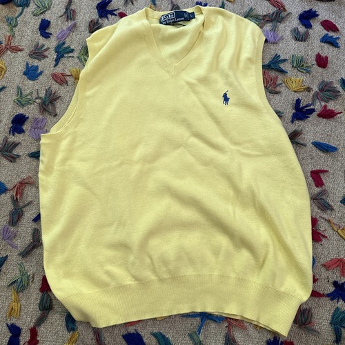 Polo Golf Ralph Lauren Yellow Sweater Vest 100 Pima Cotton Men's Large