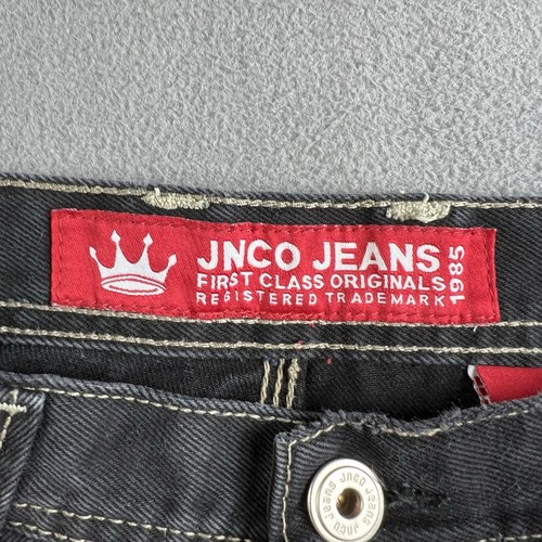 Pantalones Cortos De Colección JNCO Para Hombres 32 Negros Jean Denim Pantalones Cortos Sueltos Hip Hop Y2K Años 90 Patinador - Imagen 16 de 17