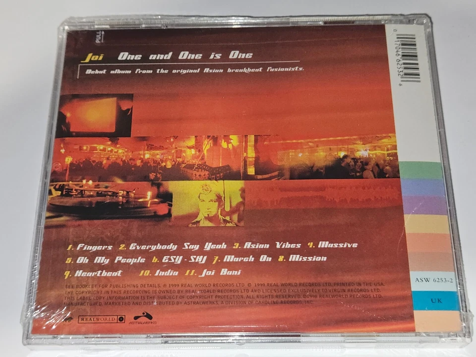 *NEW/SEALED* Joi "One and One is One" CD 11 Songs 1999 Real World Records - Imagem 2 de 4