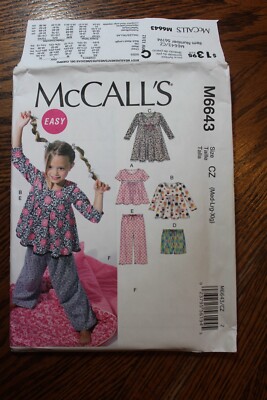 McCall's M6643 Children's/Girls' Tops, Dress, Pants, Sleeping Bag Sz Med-Lrg-XL