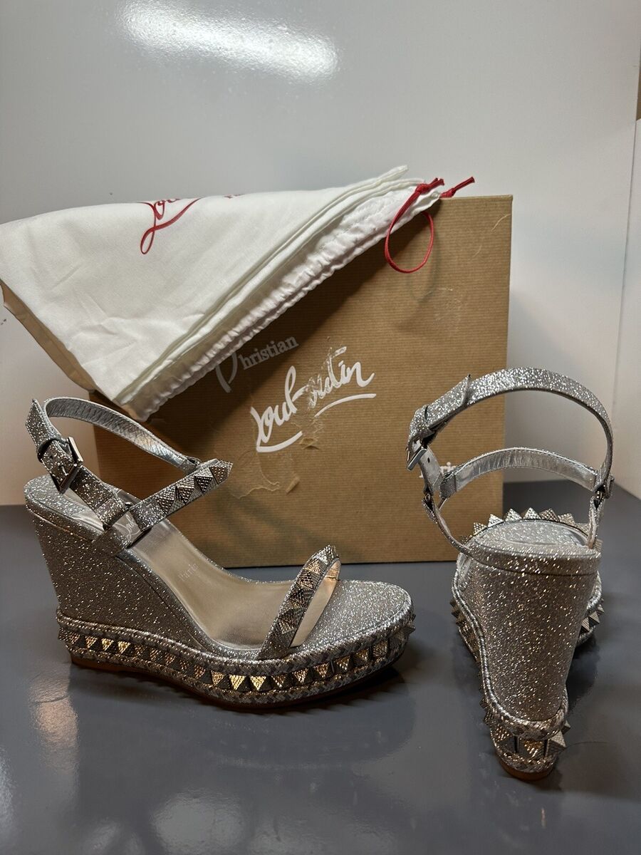 NIB Christian Louboutin PYRACLOU Glitter Espadrille Wedge NIB Christian Louboutin PYRACLOU Glitter Espadrille Wedge