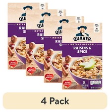 4 pack Quaker Instant Oatmeal, Raisin Spice, 12.1oz Dry Mix Hot Cereal Box