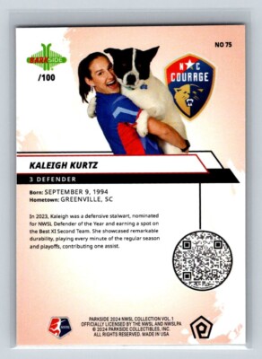 2024 Parkside NWSL Vol. 1 KALEIGH KURTZ Shimmer Foil /100 SP #75