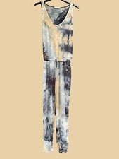 WOMENS BOHO HIPPIE BLUE AND BROWN TIE DYE ROMPER ELDRIDGE SIZE SMALL