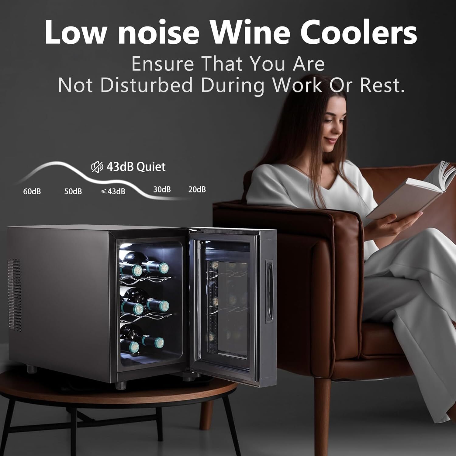 6 bottles of small wine capacity mini refrigerator 46-66°F temperature control