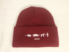 Marron Knit Beanie Cap/Hat Embroidered, Unisex Adult New No Tags