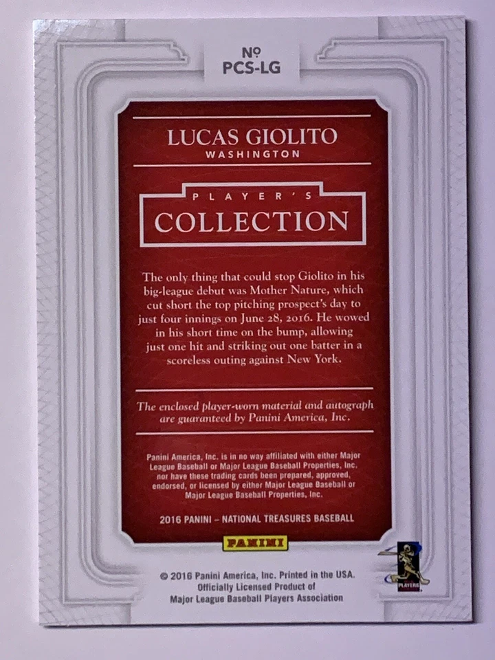 Lucas Giolito National Treasures 2016 3 Color RPA /99 Angels NM-MT - Image 2 of 2