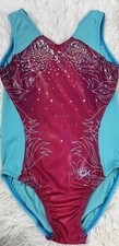 Nastia GK Elite Leotard Gymnastics Sequin Bling Pink Shiny Foil Size Child Large