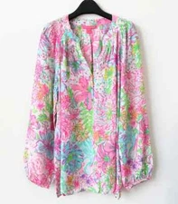 NWT Lilly Pulitzer Elsa Silk Top, Paradise Found, Size S