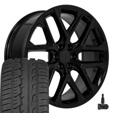 24 Inch Gloss Black 14078 Rims 28et 30535r24 Tires Fits Chevy Gmc Cadillac