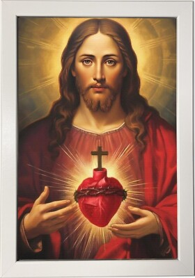 Modernes Gemälde mit Bilderrahmen vom Allerheiligsten Herzen Jesu
