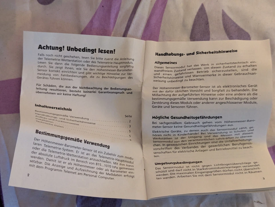 Conrad C-Control II 2 Luftdruck-Sensor/Barometer Höhenmesser 108774 - NEU - Bild 3 von 4