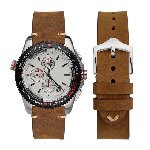 WOCCI Crazy Horse Leather Watch Band 18 19 20 21 22 23 24mm Quick Release Straps - Picture 52 of 74