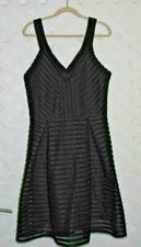 EXPRESS Women's Sleeveless BLACK SATIN MESH PLEATED FIT & FLARE DRESS Size 2