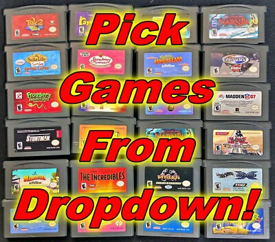 GBA Game Boy Advance Games A-L! See Desc link to games M-Z! You Pick!