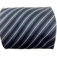 Adolfo Silver  Black Diagonal Stripe Neck Tie 100 Silk 4" Wide