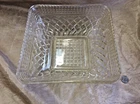 Federal Glass 1940's Square Pressed Glass Bowl Diamond Lattice Pattern