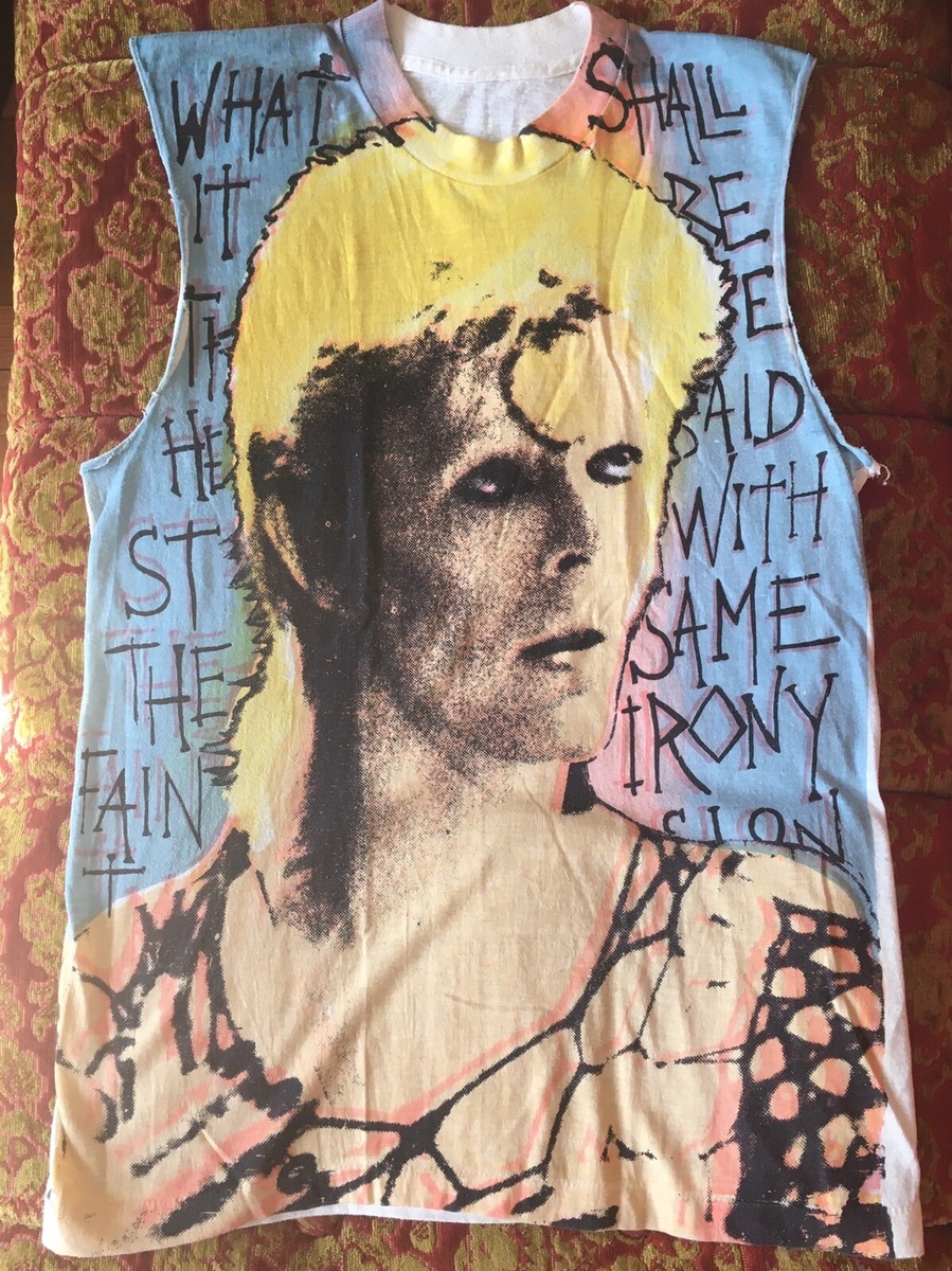 トップス MOSQUITOHEAD DAVID BOWIE TRUE VTG 80s Mosquitohead David Bowie All Over Print Shirt