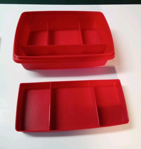 Tupperware Tuppercraft "Stow N Go" Divided Container #767-3 #769-6 Lid #768-4 - Picture 7 of 7