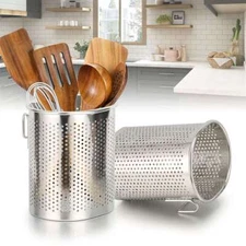 Stainless Steel Utensil Holder Organizer Container Kitchen Flatware Tool Storage