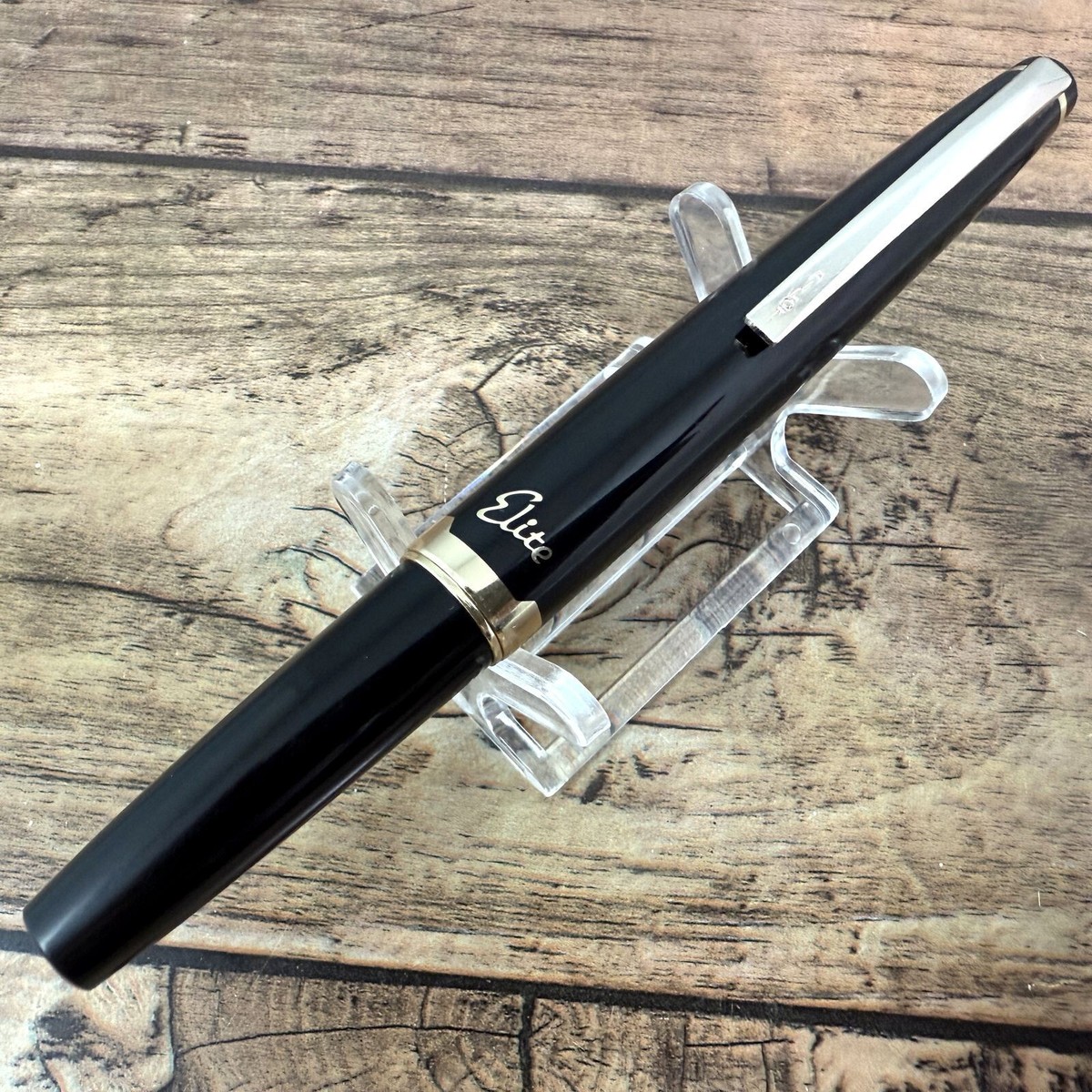 筆記具 Elite 18K750  PILOT PILOT ELITE 18K-750 Nib F BLACK FOUNTAIN PEN VINTAGE BLACK