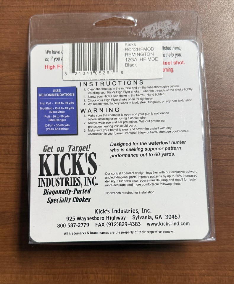 Kick's High Flyer 12 Ga Modified Ported Choke Tube Remington 05261