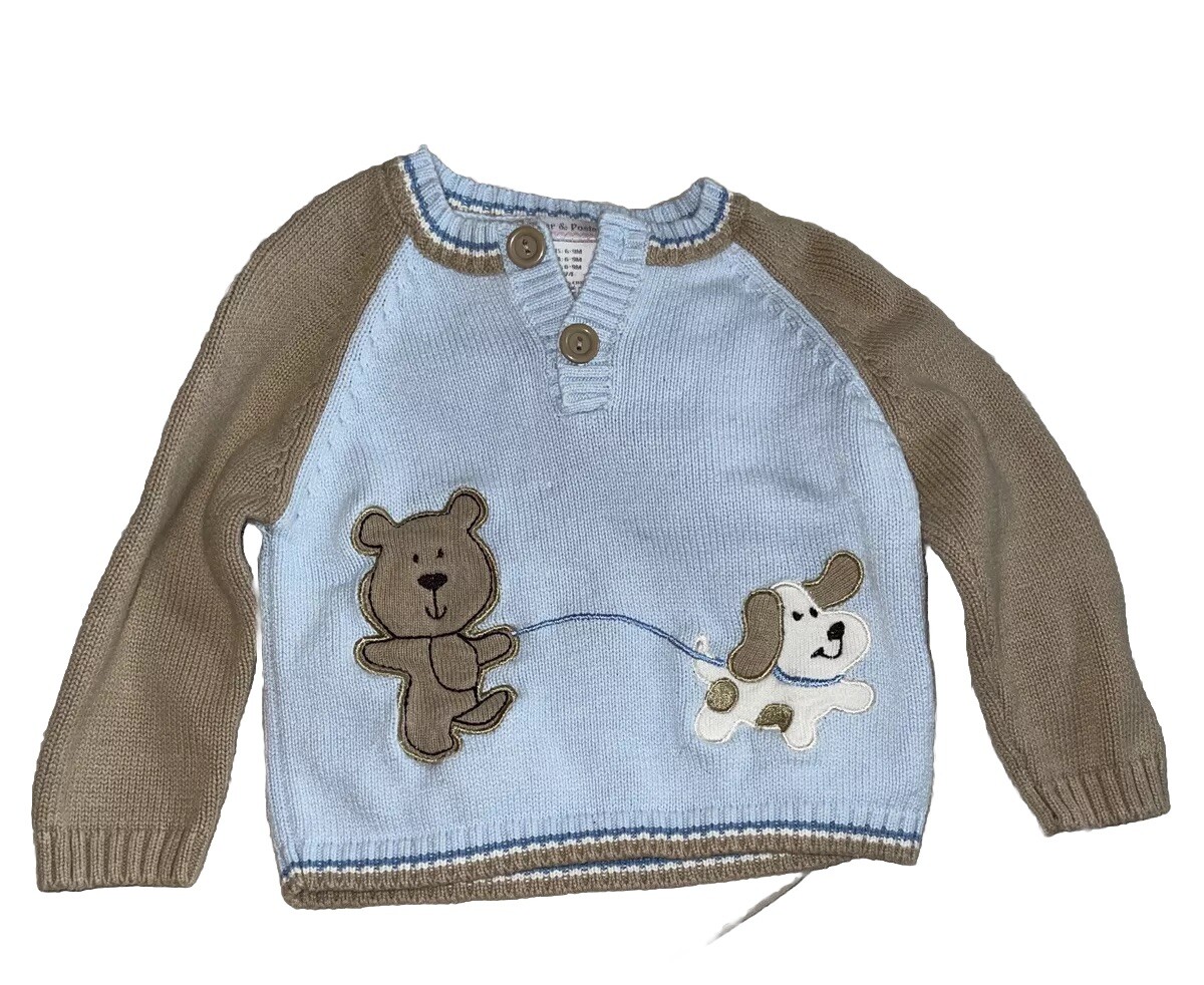 Piper & Posie Baby Sweater Bear & Dog Appliqué and Embroidery￼ 6