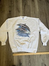 Vintage 90s Sweatshirt Mens XL Dolphin Nature Animal Made in USA Sun Distressed