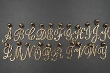 14K Solid Yellow Gold Diamond Cut 0.9" Initial Alphabet Letter Charm Pendnat.