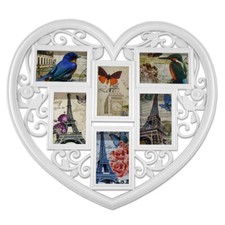 Bilderrahmen Fotorahmen Rahmen Collage Herz Herzform für 6 Fotos groß P-004 weiß