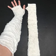 Long Mummy Gloves White Arm Warmers Ghost Costume Covers Mens Zombie Wrap Ghoul
