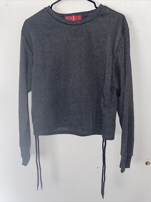Roma Concept By Rosee Stylish Cropped Pullover Sweater S: Large In Dark Gray