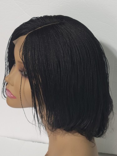 Handmade Twisted Braided Wig Color Black 1B Middle Part - Picture 2 of 4