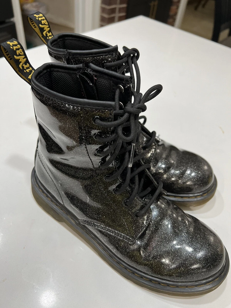 Dr martens hotsell black coated glitter