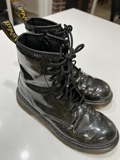DR. MARTENS Official 1460 Black Coated Glitter Lace-Up Boots Youth US Size 5 M