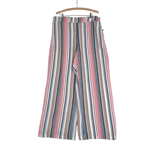 New Directions XL Multicolor Striped Linen Pants Wide Leg Pull On Lycoell